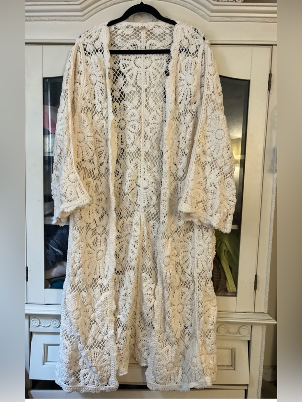 GORGEOUS NWOT POL One Size Crochet Floral Longline cardigan